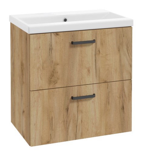 Szafka z umywalką GAJA 60 CM wisząca dąb craft złoty
